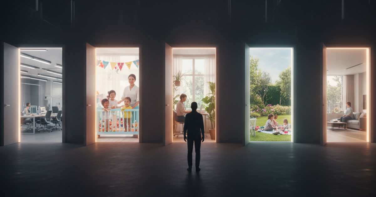 保活で不承諾だった場合の5つの選択肢を示すフローチャート。二次募集、認可外、育休延長などの具体的な次のアクション。